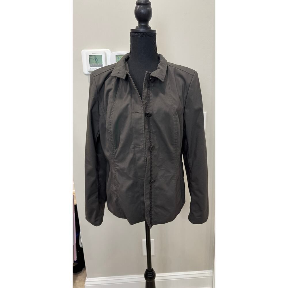 Vintage Andrew Oliver Jacket Gray Solid Pleated Women's Size 16